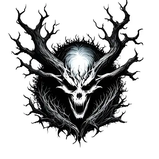evil dark forest tattoo design idea