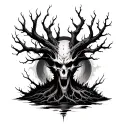 evil dark forest tattoo design idea