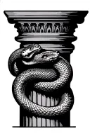 Greek column snake tattoo design idea