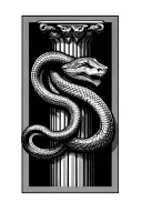 Greek column snake tattoo design idea