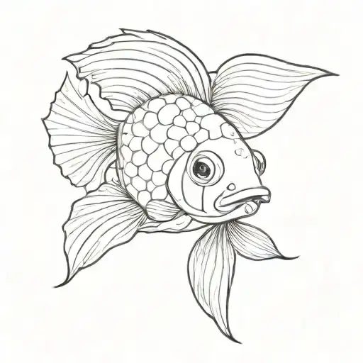 goldfish in shape of NEDA symbol tattoo design idea