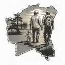 state of georgia outline with father daughter walking tattoo design idea