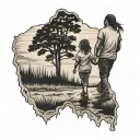 state of georgia outline with father daughter walking tattoo design idea