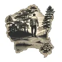 state of georgia outline with father daughter walking tattoo design idea