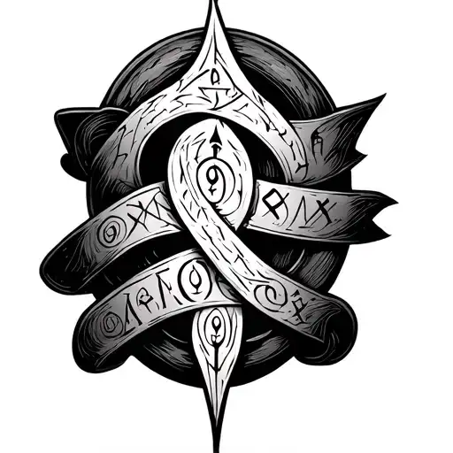 old futhark runes wrapping tattoo design idea