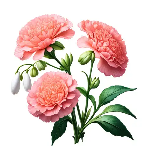 carnation and snowdrop flower tattoo design idea