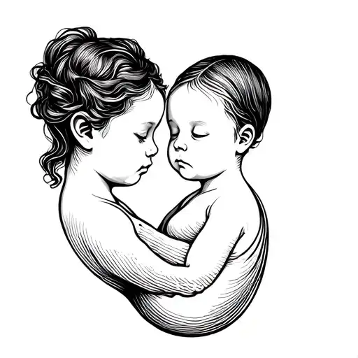 depiction of twins who were a stillbirth on 10 April 2025 tattoo design idea