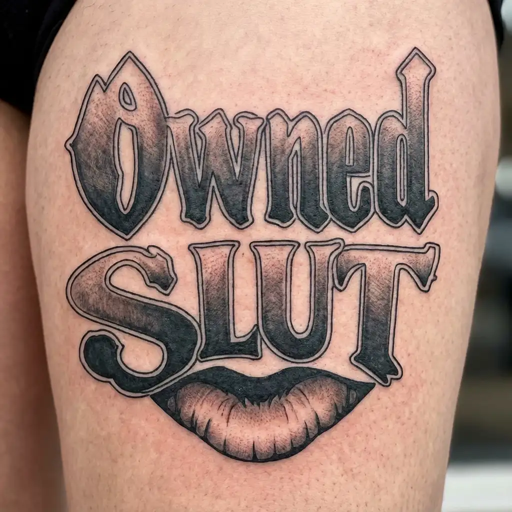 "Owned Slut" sissy womb tattoo tattoo design idea