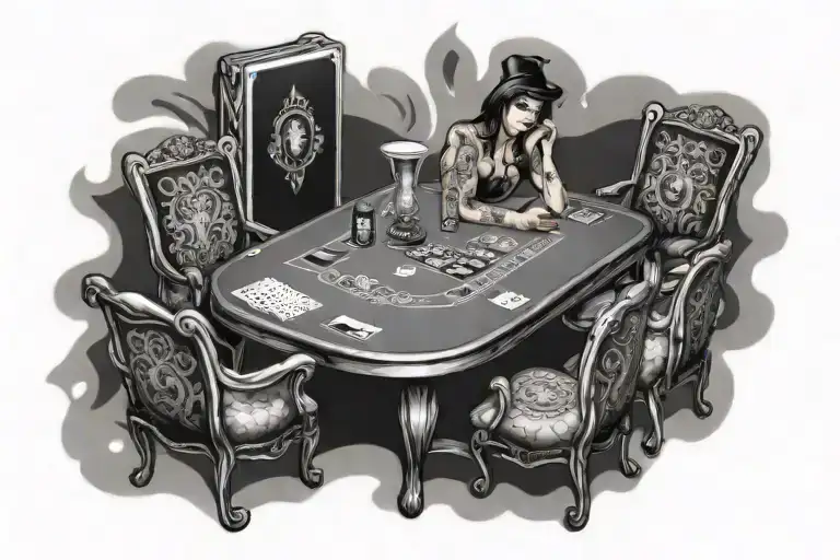blackjack table tattoo design idea