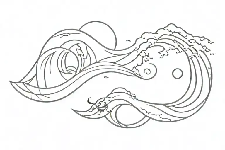 ocean waves band and ocean theme  on bicep tattoo design idea