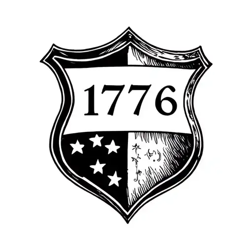 A tattoo design featuring a shield symbolizing loyalty, with the year 1776 subtly incorporated into the design tattoo design idea