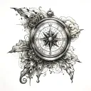 compass one quadrant clock opposite quadrant mountains tattoo design idea