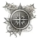 compass one quadrant clock opposite quadrant mountains tattoo design idea