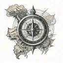 compass one quadrant clock opposite quadrant mountains tattoo design idea