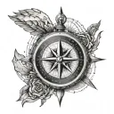 compass one quadrant clock opposite quadrant mountains tattoo design idea