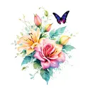 roses lilies butterflies sleeves tattoo with skulls tattoo design idea