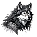 warrior wolf princess tattoo design idea