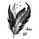 "Amber" native feathers falling tattoo design idea