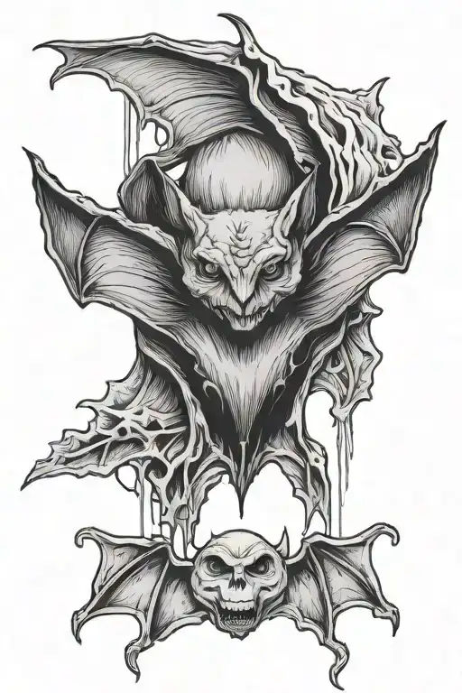 sleeping Hanging Bat tattoo design idea