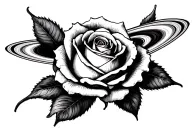C and a saturn rose tattoo design idea