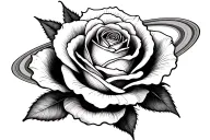 C and a saturn rose tattoo design idea