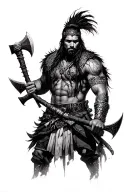 Ałowian warrior with an ax with elements of Swarogs etc. But there is to be a black and white picture tattoo design idea