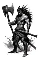 Ałowian warrior with an ax with elements of Swarogs etc. But there is to be a black and white picture tattoo design idea