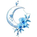 Aquarius constellation, blue orchids, moon tattoo design idea
