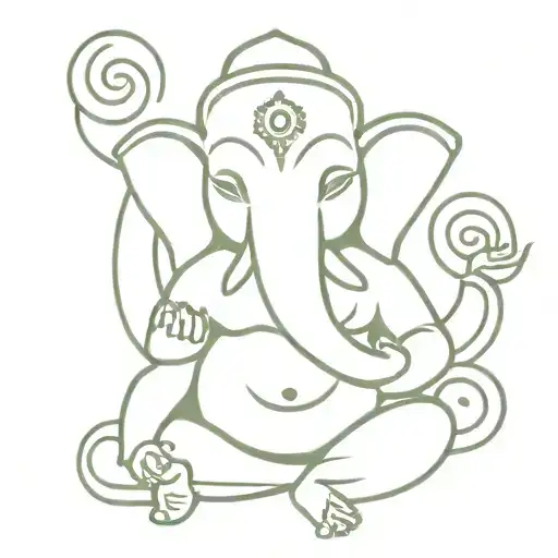 lord ganesha with letters G and B tattoo design idea