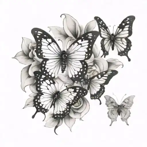 butterflies and love stress tattoo design idea