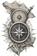 Compass with mountains and gps coordinates tattoo design idea