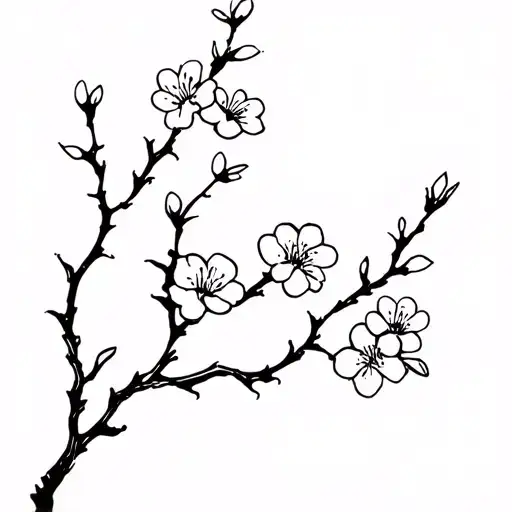 vine sakura flowers tattoo design idea