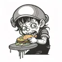 grunge boy eat burger tattoo design idea