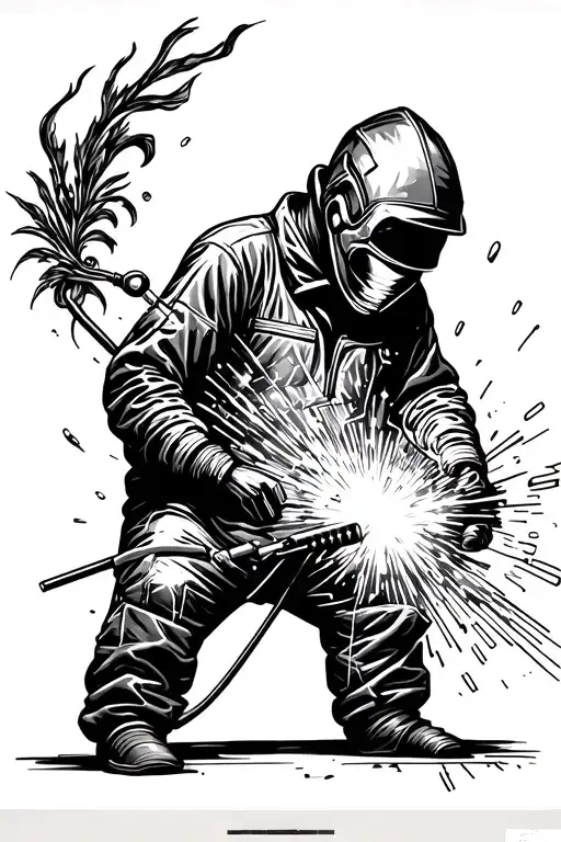 welder welding tattoo design idea