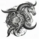 gemini, capricorn, scorpio and leo zodiac symbol tattoo design idea