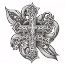 flag and cross intertwined tattoo design idea