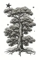 oak tree and virgo star sign tattoo design idea