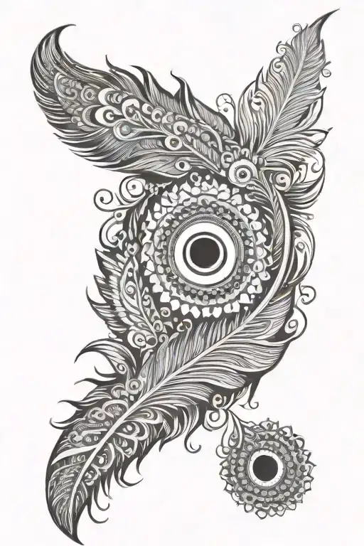 mandala peacock feather fine detail tattoo design idea