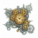 Clock Cogs in brain made tattoo design idea