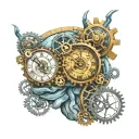 Clock Cogs in brain made tattoo design idea