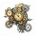 Clock Cogs in brain made tattoo design idea