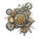 Clock Cogs in brain made tattoo design idea