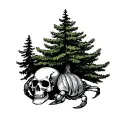 hermit crab with skull shell and an evergreen tree tattoo design idea