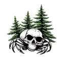 hermit crab with skull shell and an evergreen tree tattoo design idea