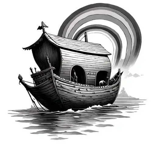 Noah's ark and rainbow tattoo design idea