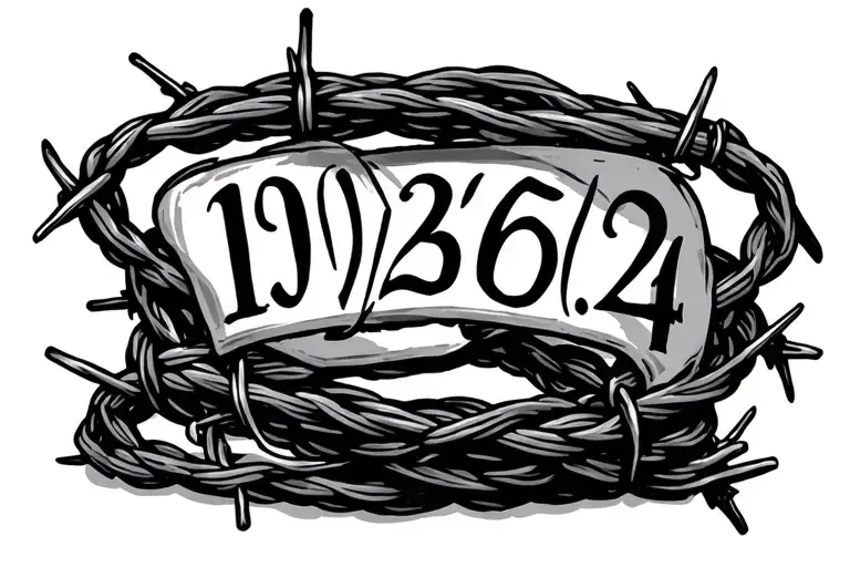 barbed wire wrapped with wedding date 10/26/24 tattoo design idea