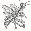 praying mantis tattoo design idea
