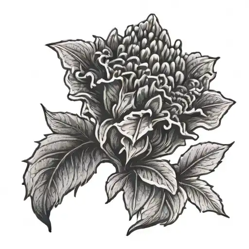 Celosia brain plant in the style of pottery tattoo design idea