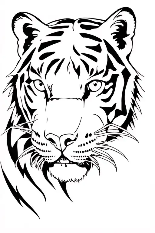 provide a tattoo design for a me (man) on the left should and upper arm with the below keywords: Tiger face + Real Mad tattoo design idea