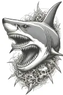 shark skeleton tattoo design idea
